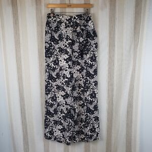 Ann Taylor Floral High Rise Wide Leg Pants Trousers Blue White Size‎ Medium